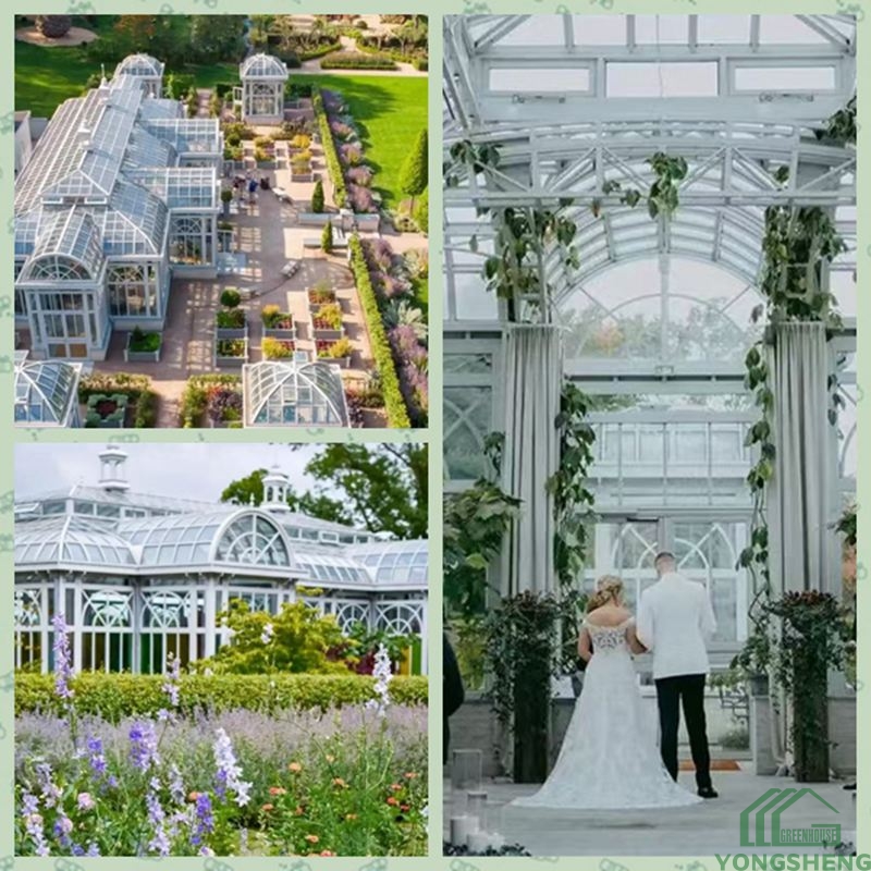 Large Victorian glass wedding greenhouse venue